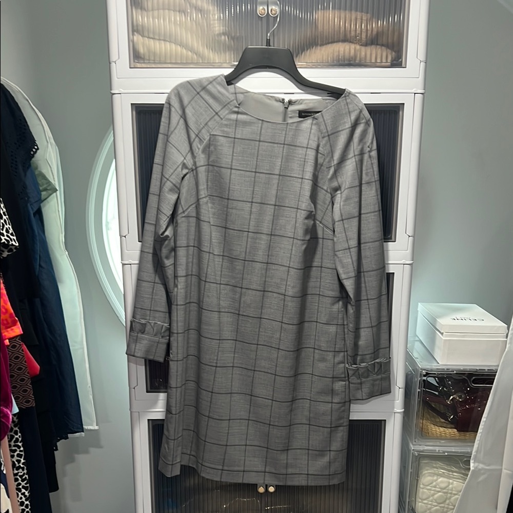Banana Republic Gray Sheath Dress with Cuffed Sleeves